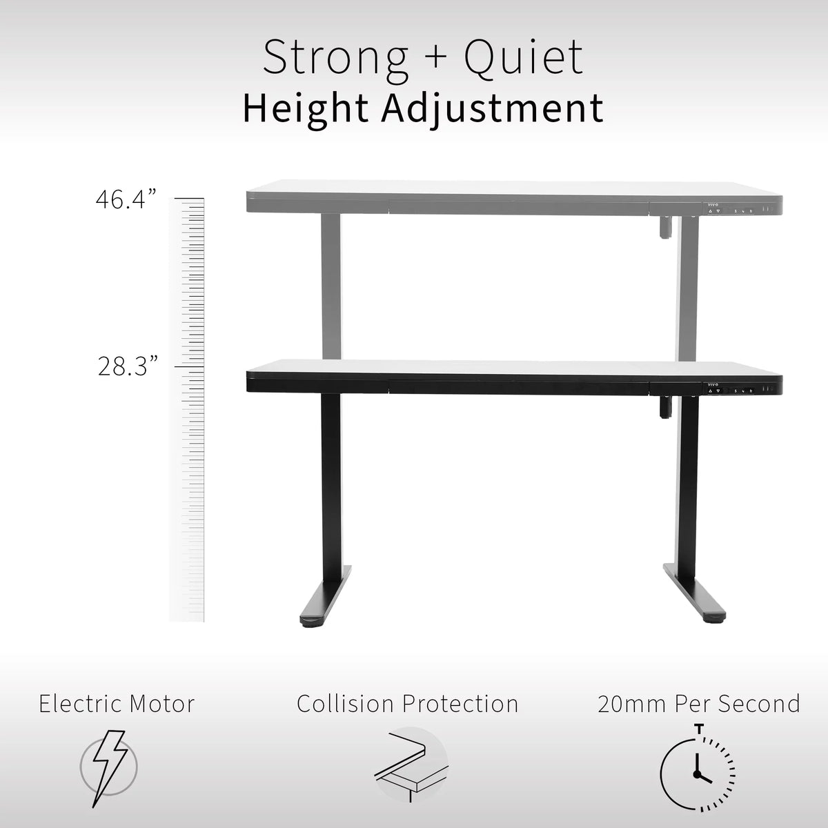 Black 60" x 24" Height Adjustable Desk with Drawer and USB Ports N19941