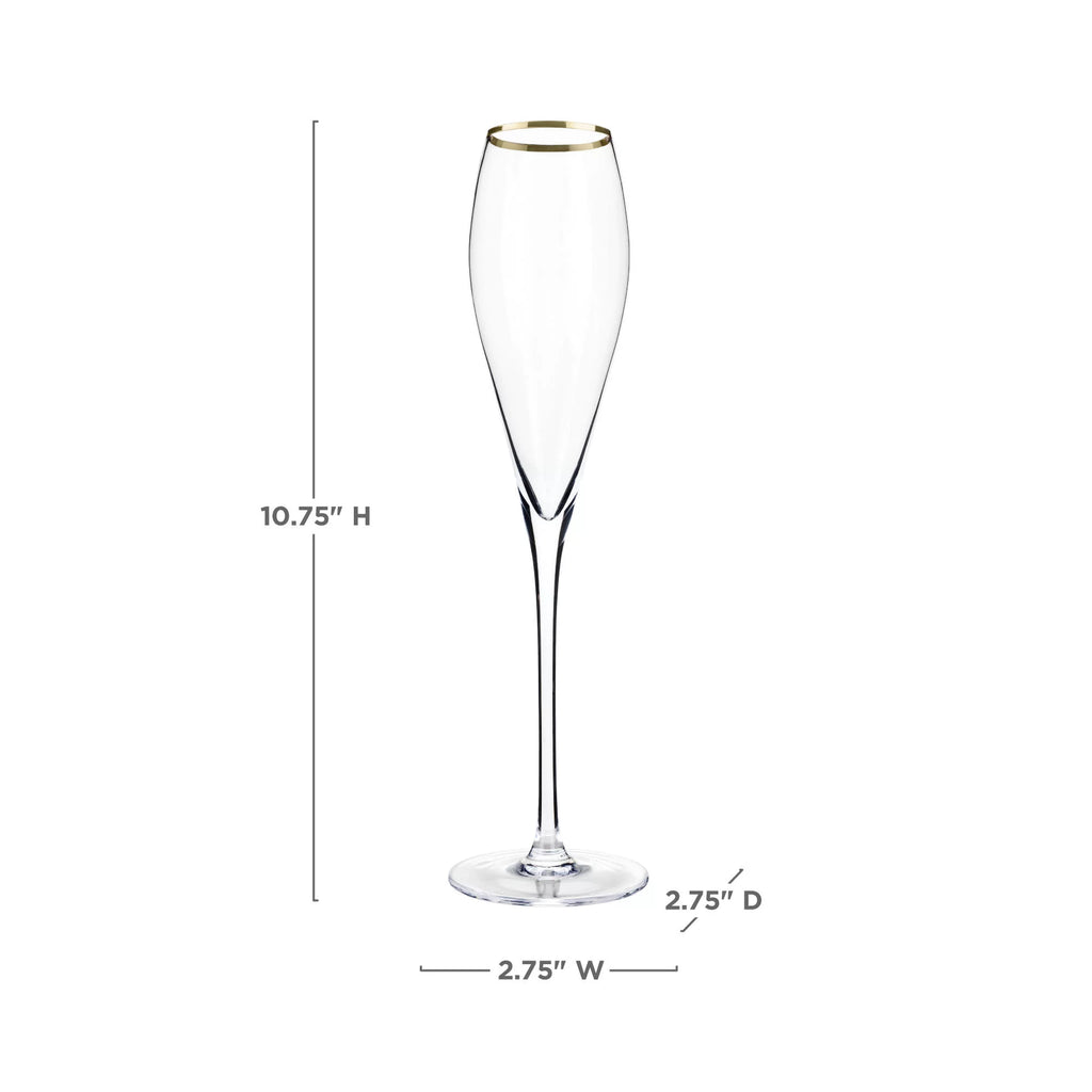 Gold-Rimmed Crystal Champagne Flutes Z179