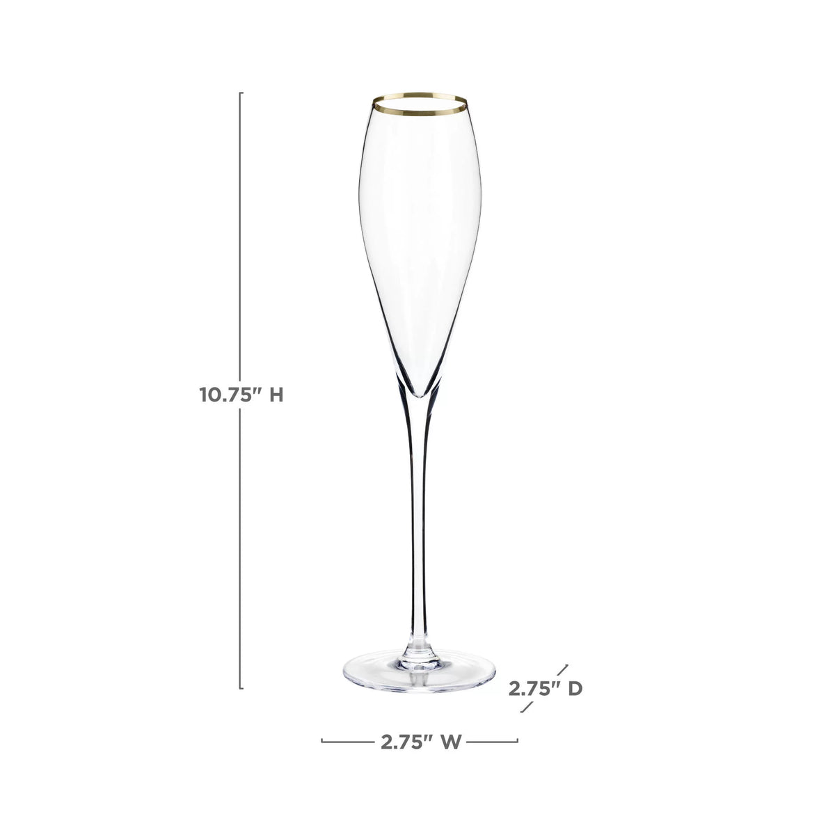 Gold-Rimmed Crystal Champagne Flutes Z179