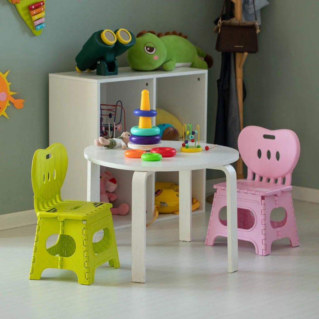 Foldable Step Stool with Back Support and Handle, Green E912