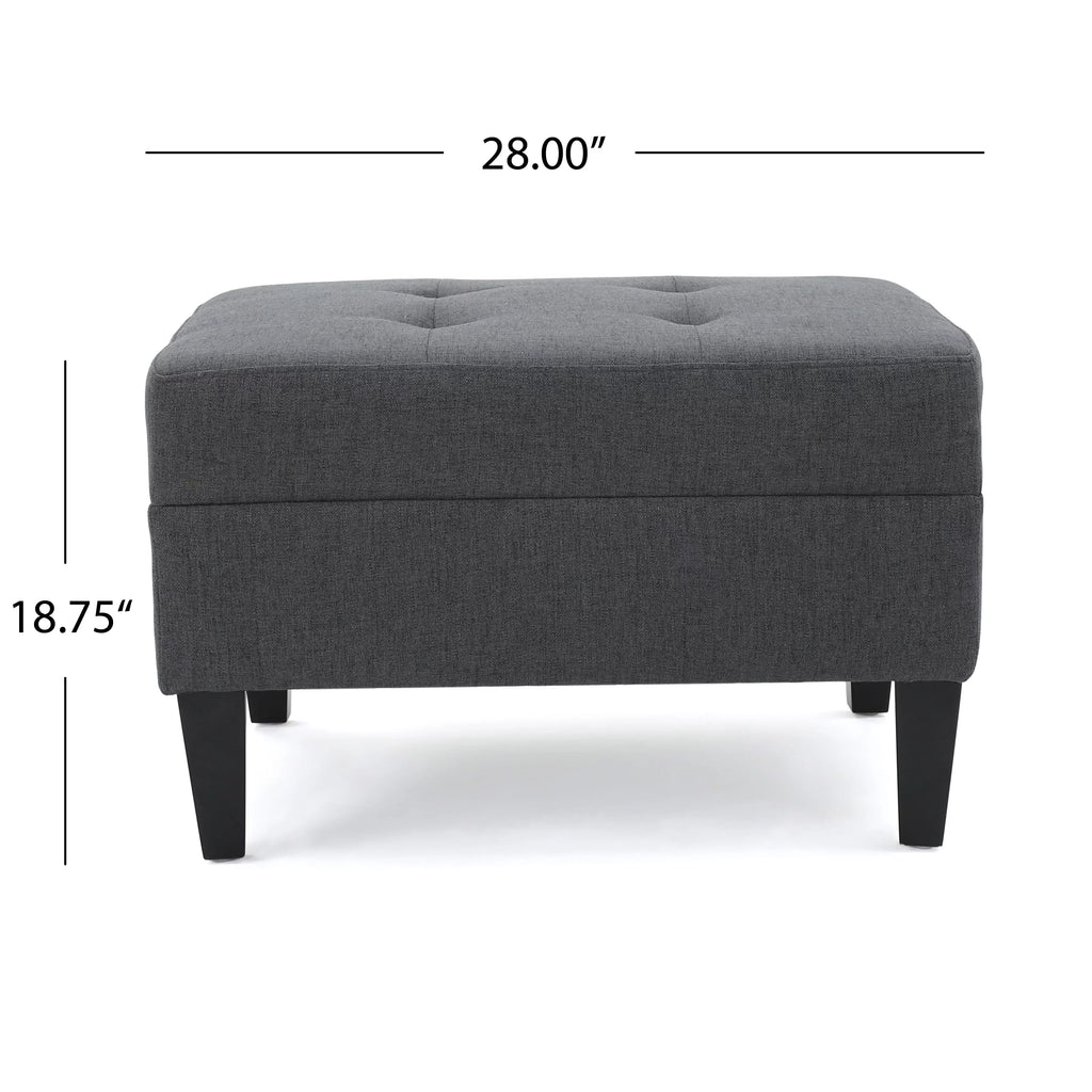 Dark Grey Tufted Fabric Ottoman Q791414