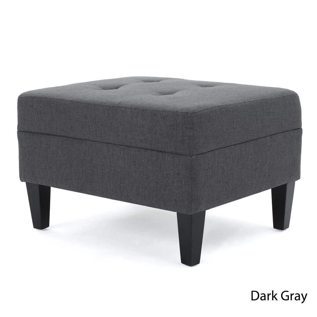 Dark Grey Tufted Fabric Ottoman Q791414