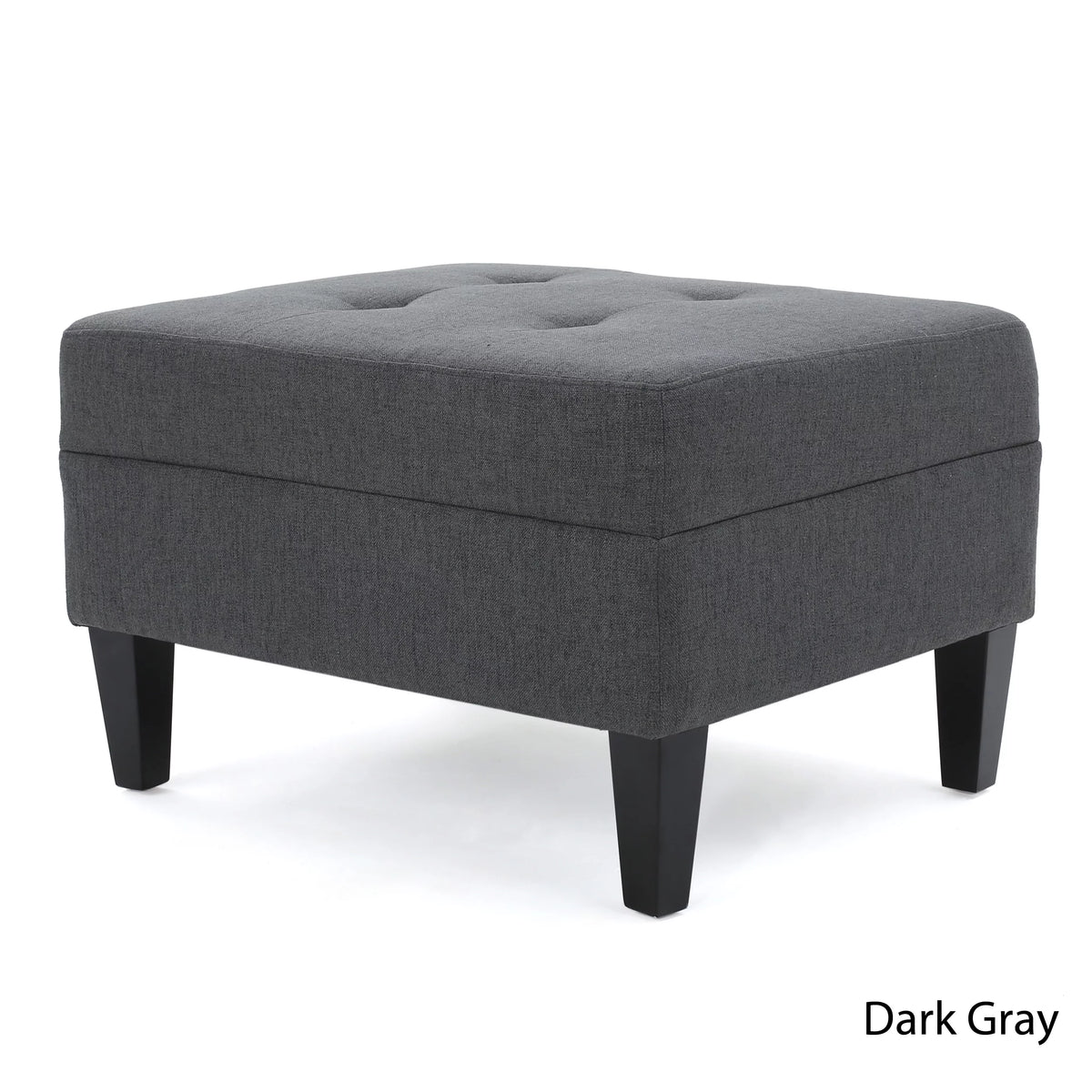 Dark Grey Tufted Fabric Ottoman Q791414