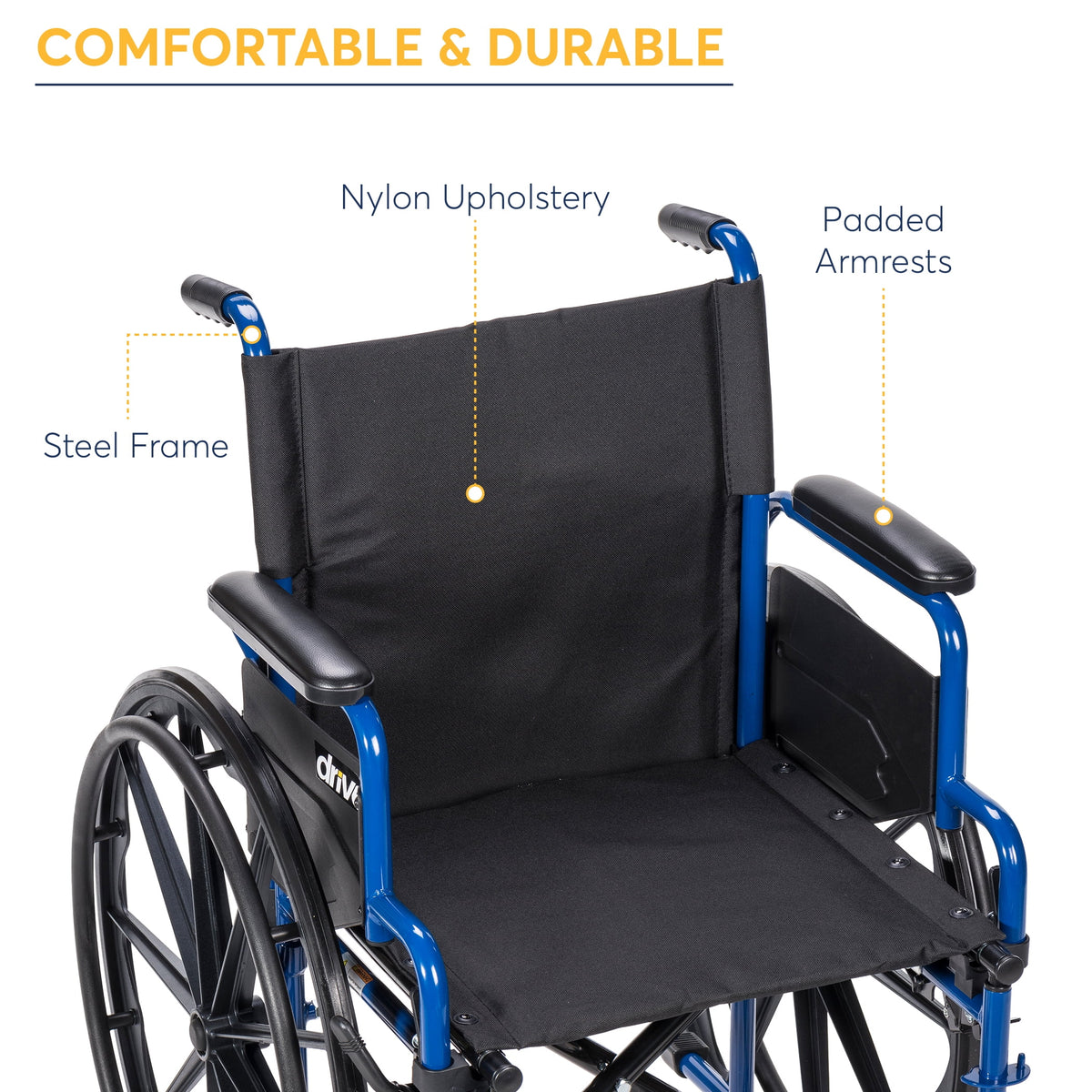 Blue Streak Wheelchair with Flip Back Desk Arms, Swing Away Footrests, 18" Seat U18460