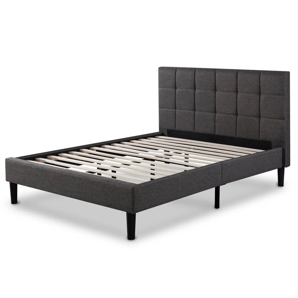 Grey Upholstered Platform Bed Frame B25436