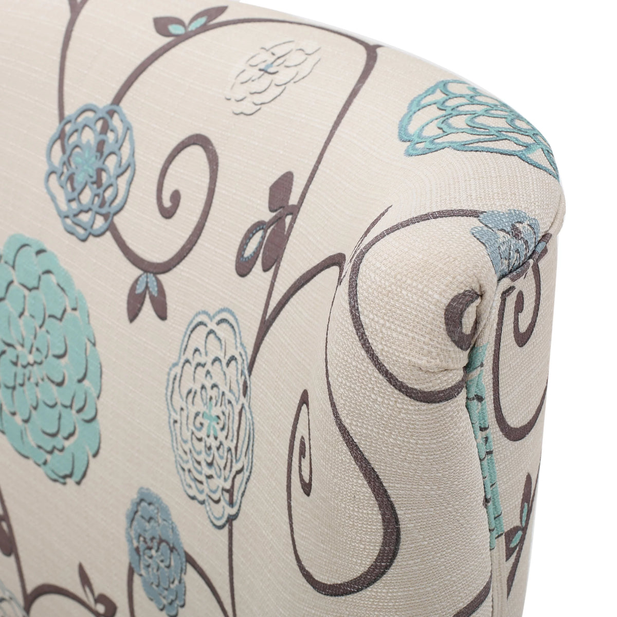 White and Blue Floral Fabric Club Chair Q17312