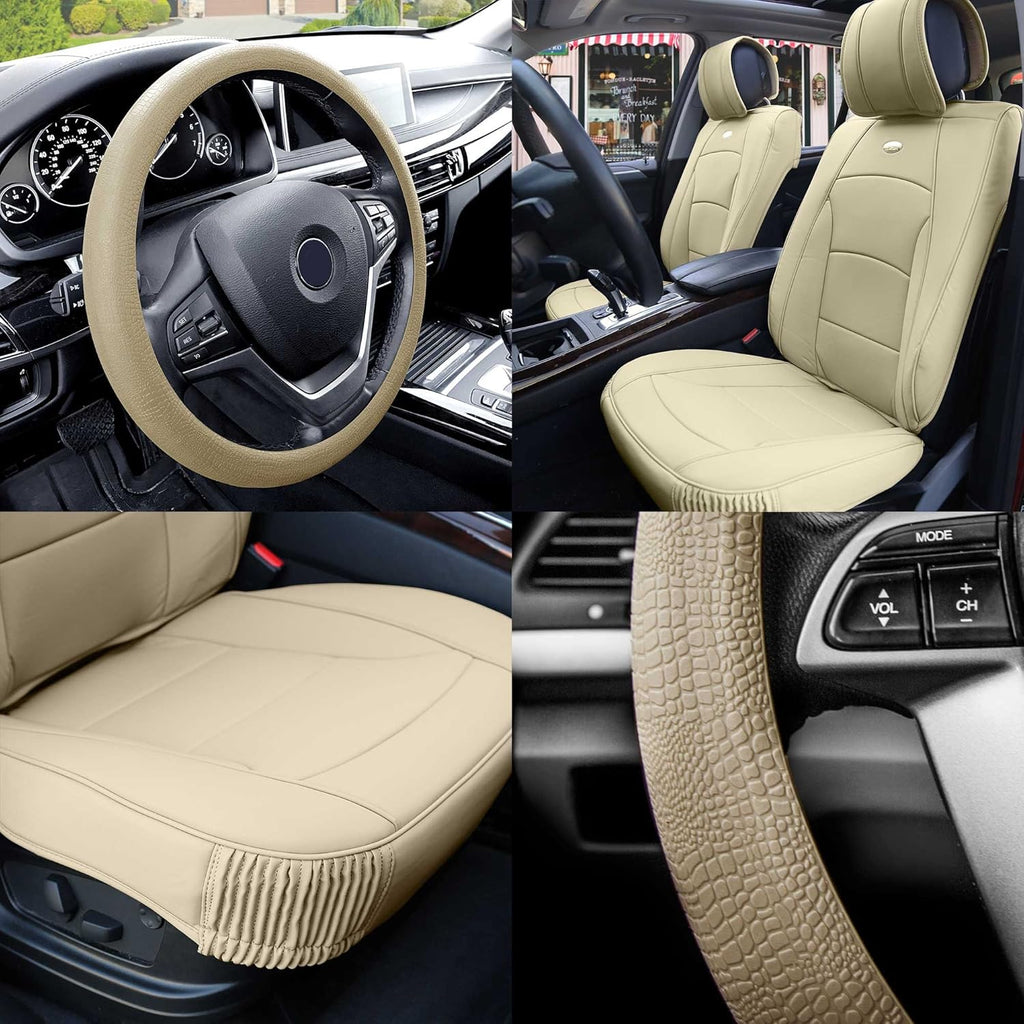 Faux Leather Seat Cushions Front Set Brown Black A904387