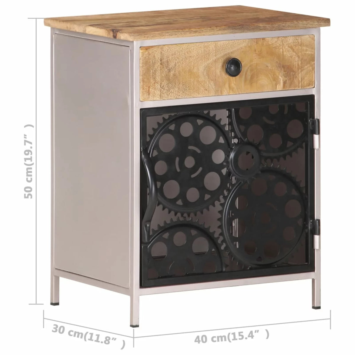 Bedside Cabinet Rough Mango Wood V908752