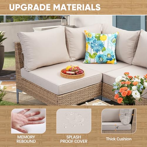 7 Piece Wicker Patio Furniture Set with Coffee Table N69688