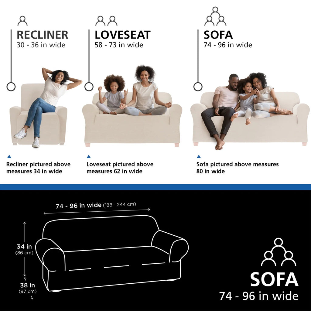 Boucle Stretch-to-Fit Fabric Sofa Slipcover, 1-Piece, Beige L11243