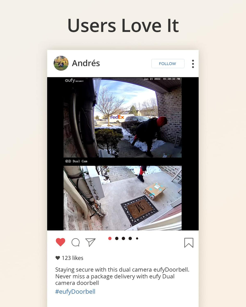 Battery-Powered Dual Camera Video Doorbell X495344