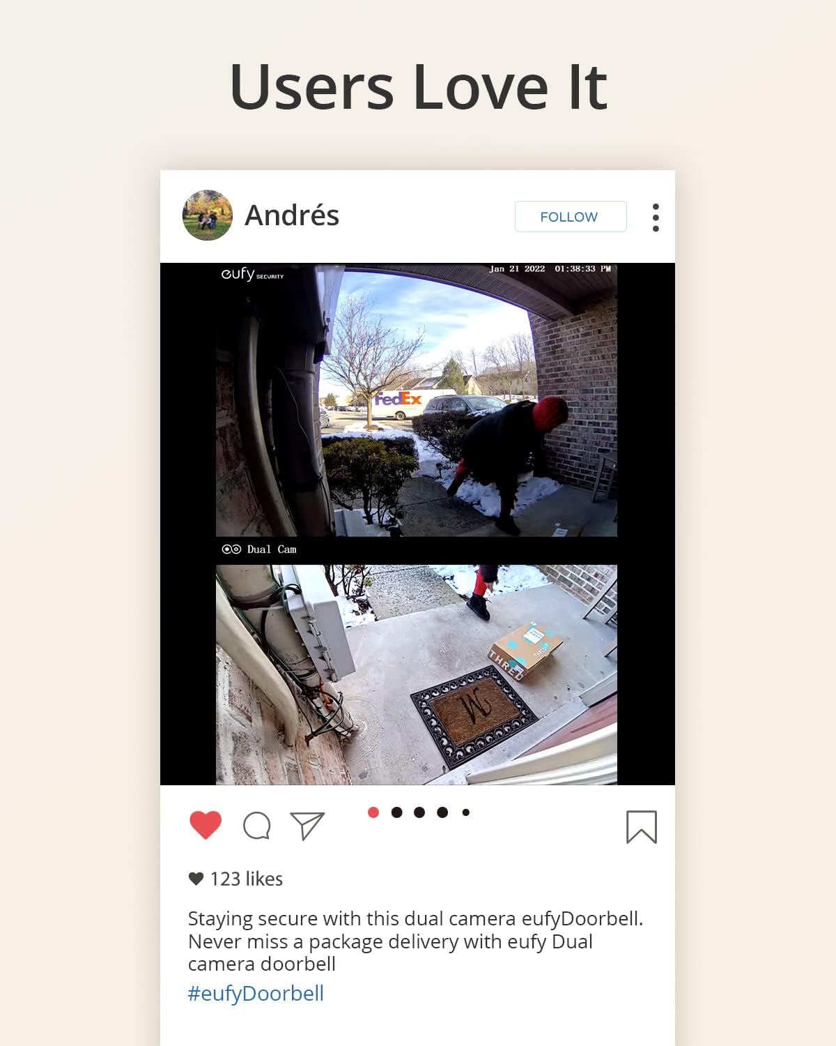 Battery-Powered Dual Camera Video Doorbell X495344