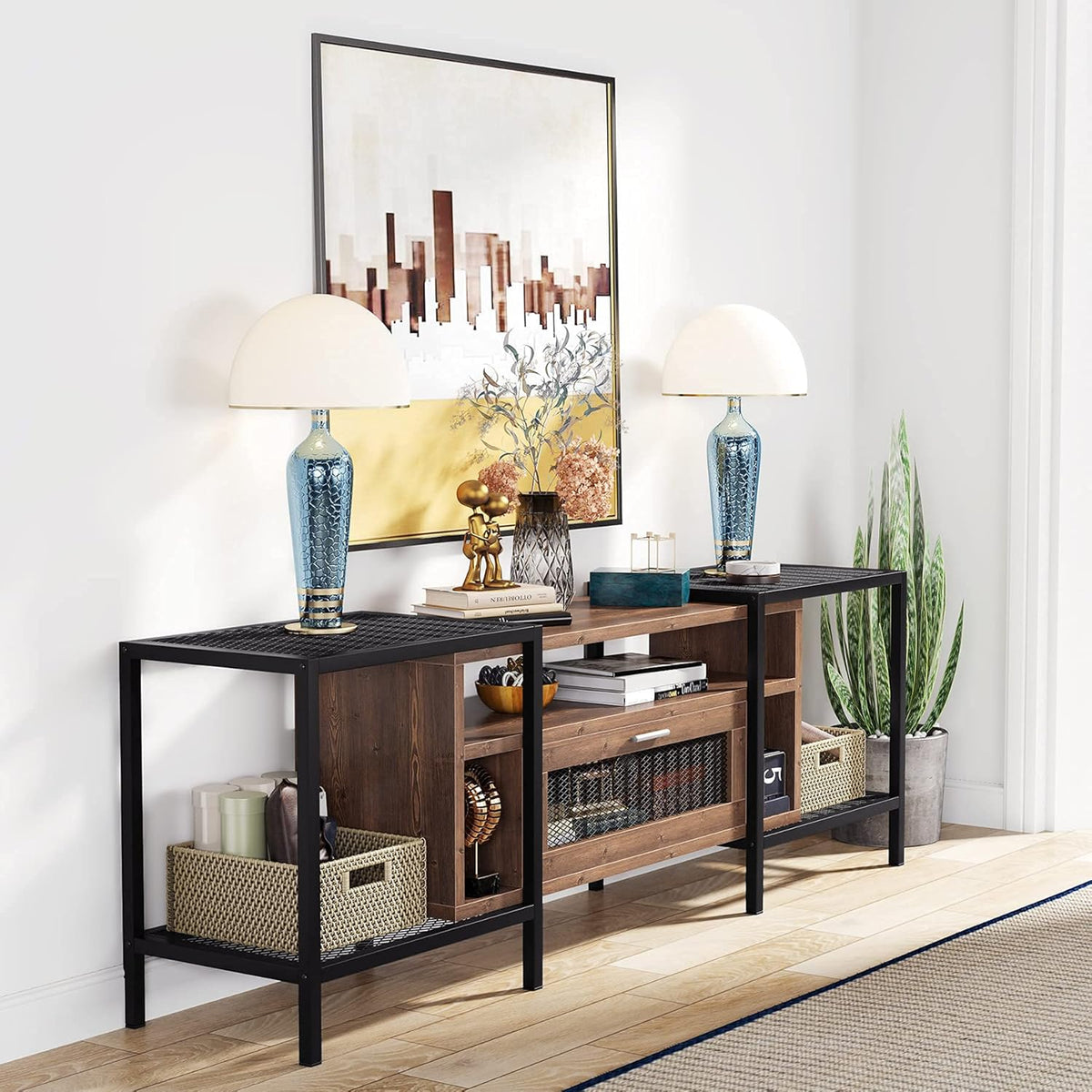 75 Inch TV Stand with Storage and Shelves J401