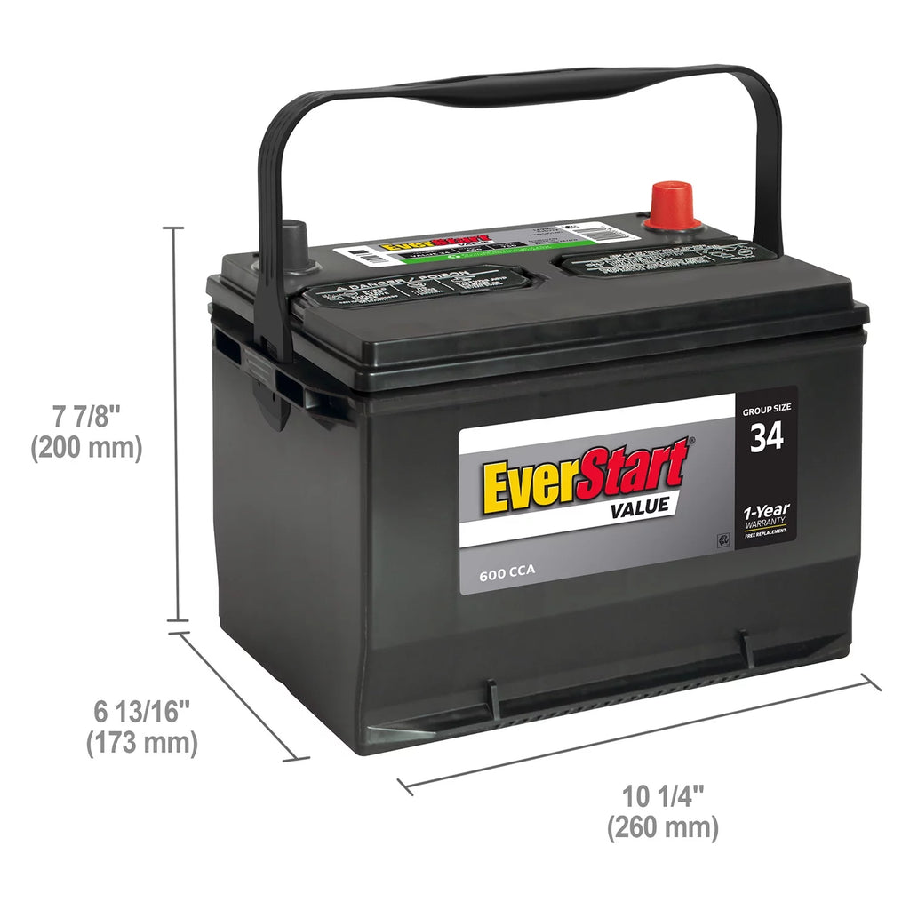 Lead Acid Automotive Battery Group Size 34 12 Volt 600 CCA Q63607