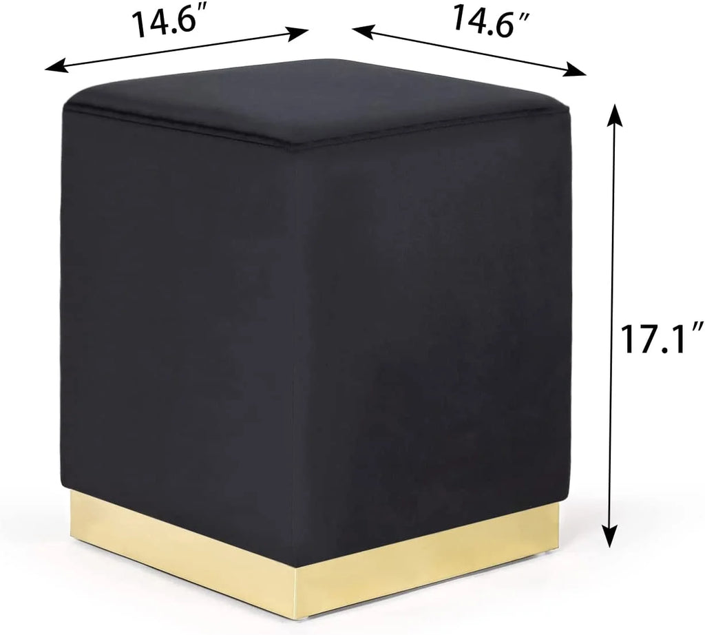 Black Velvet Square Ottoman D83318