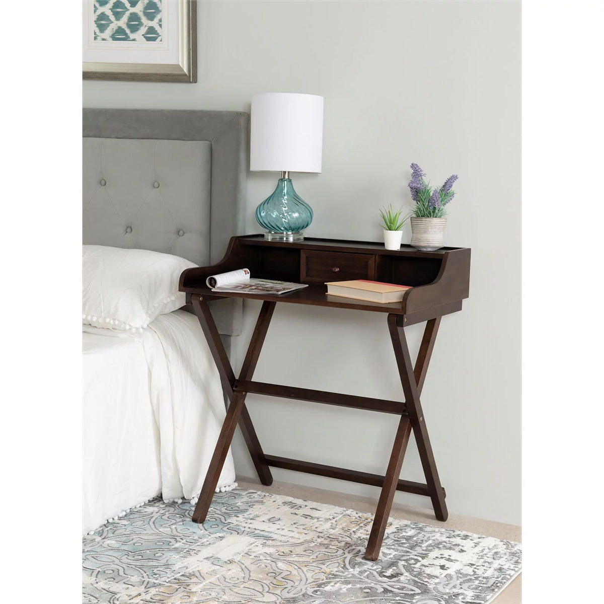 Wood Folding Desk in Antique Walnut Brown B155840
