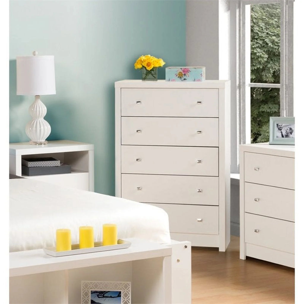 46" Tall 5-Drawer White Laminate Chest W486