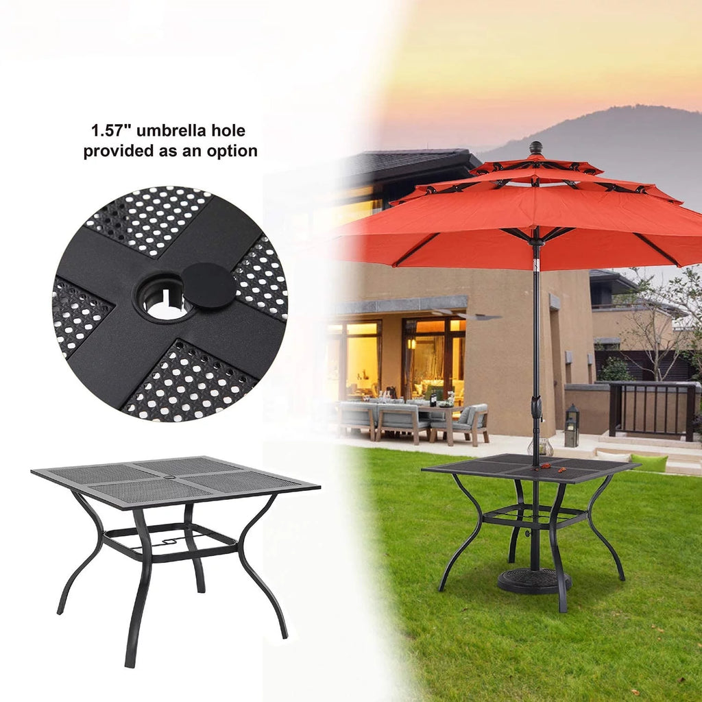 5 Pcs Outdoor Patio Metal Dining Set Swivel Chairs and Square Table Z430552