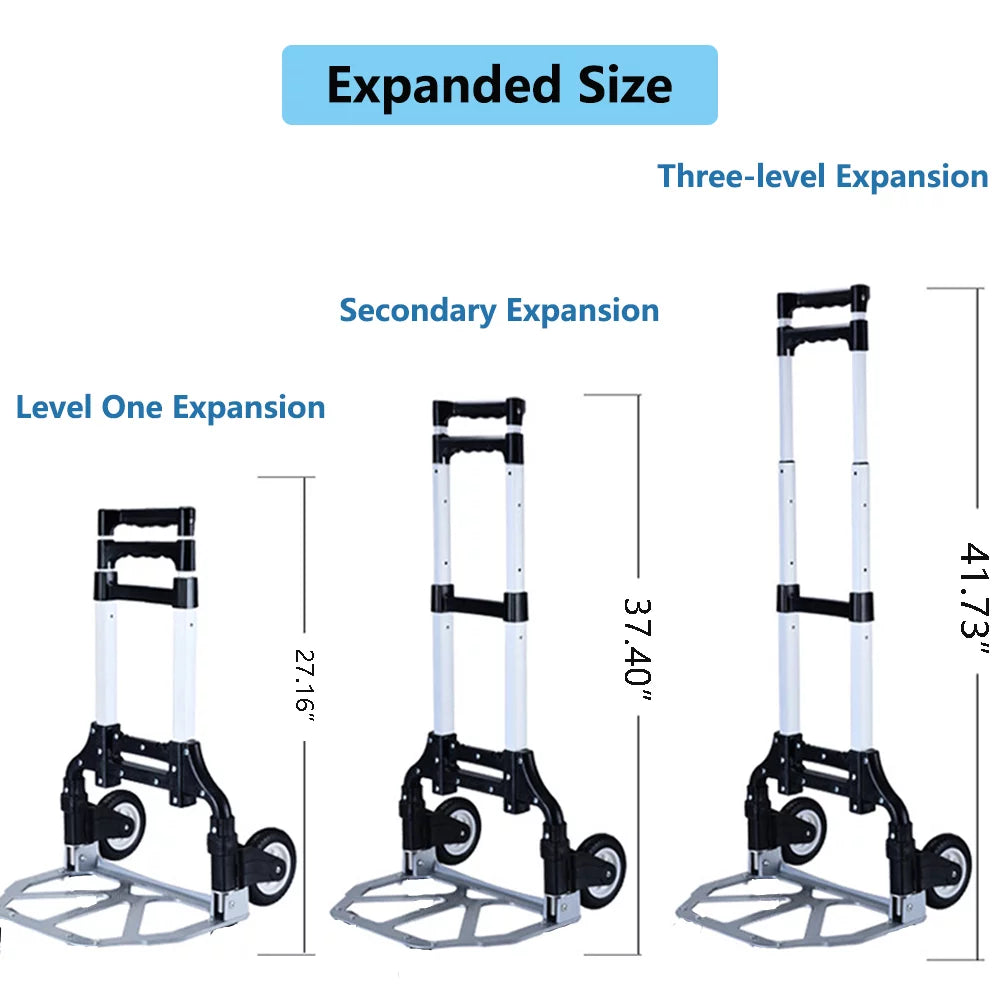 Folding Hand Truck 200 lb Capacity Aluminum Cart with 2 Wheels V3279
