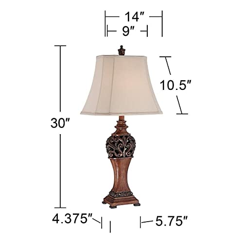 30" Tall Set of 2 Bronze Wood Table Lamps H5651