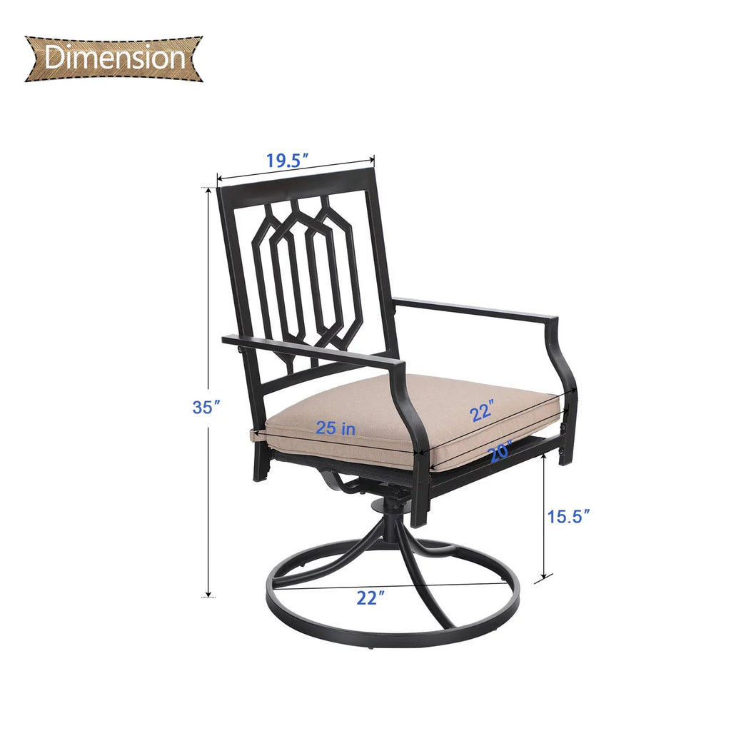 5 Pcs Outdoor Patio Metal Dining Set Swivel Chairs and Square Table Z430552