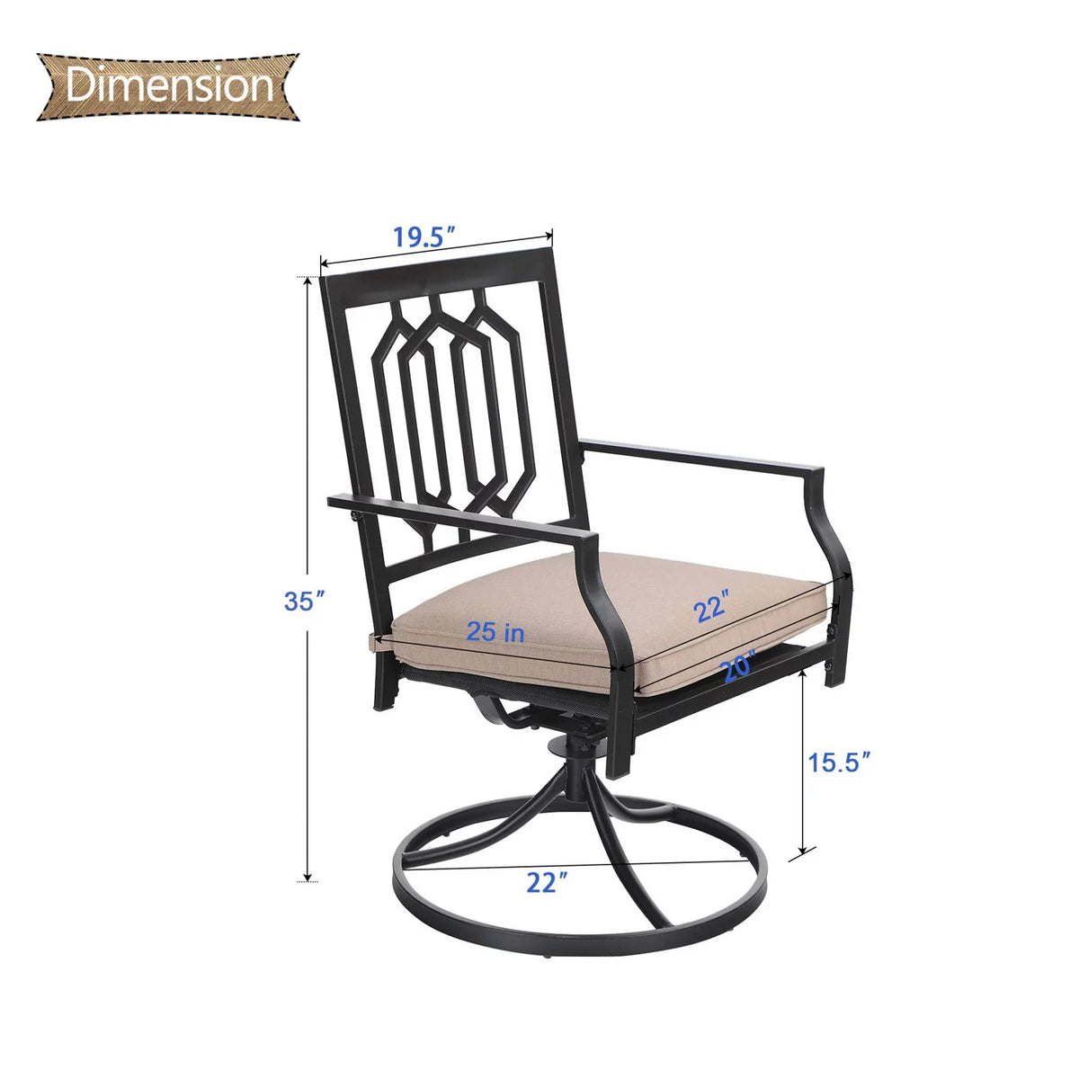 5 Pcs Outdoor Patio Metal Dining Set Swivel Chairs and Square Table Z430552