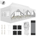 10'x30' Heavy Duty Waterproof Pop Up Canopy with 8 Removable Sidewalls, White M722