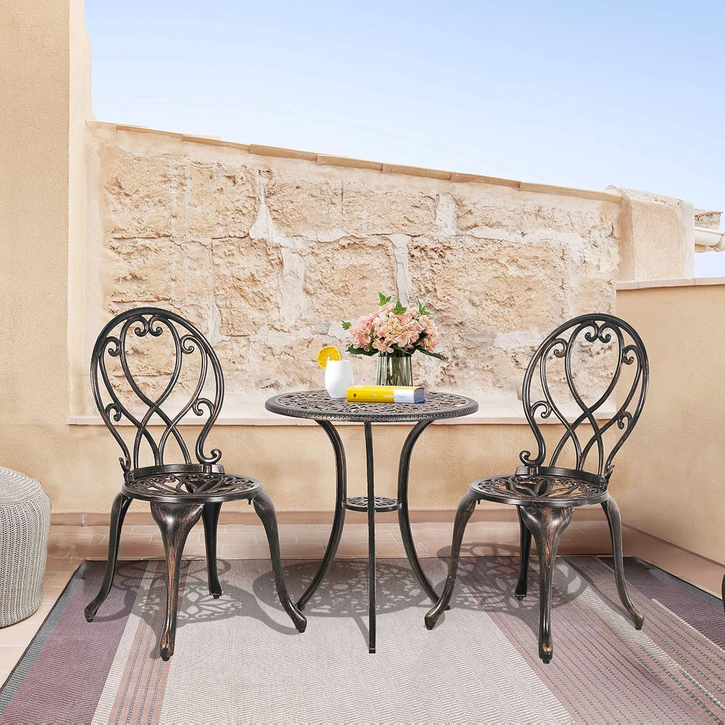 3 Piece Cast Aluminum Patio Bistro Set V612