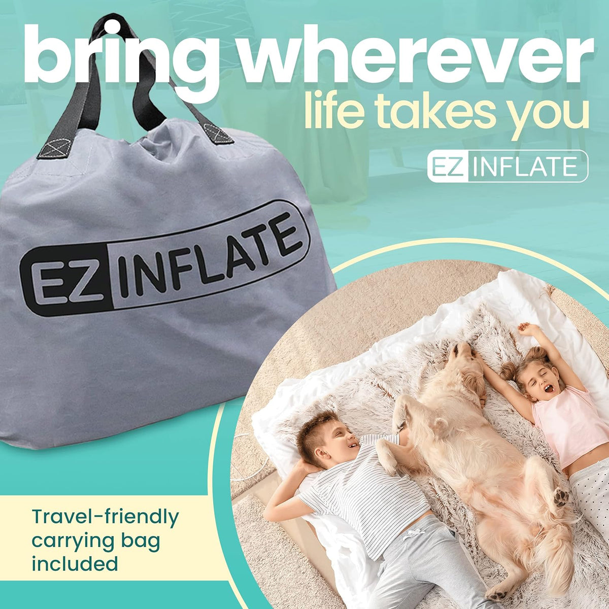 Twin Size Double-High Inflatable Air Mattress with Built in Pump T9237