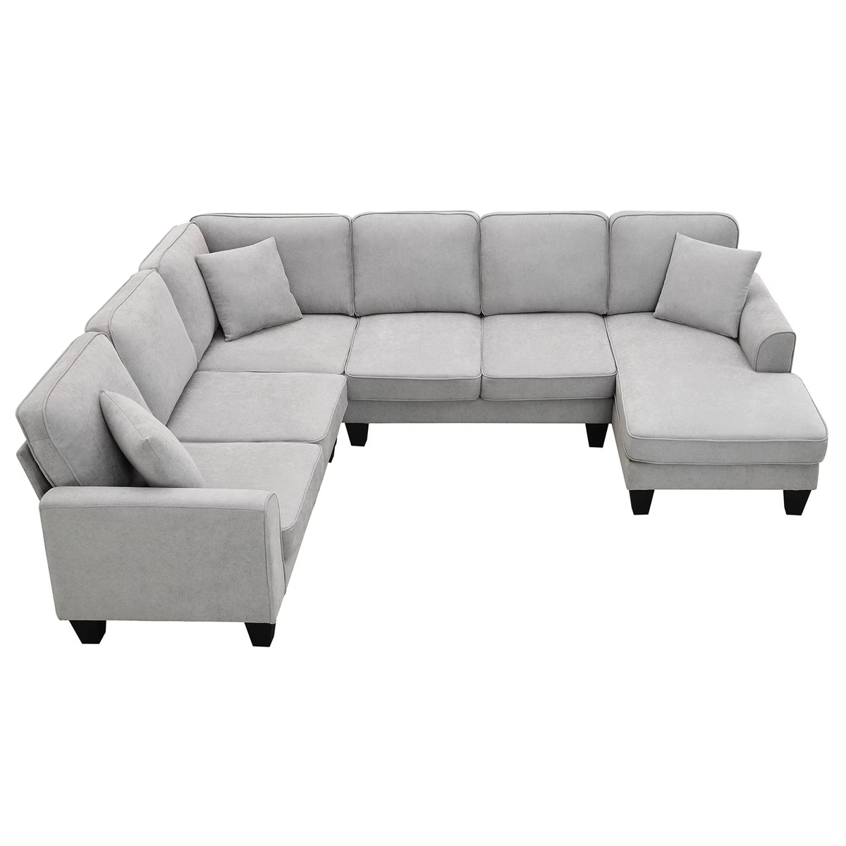 7 Seat Fabric U Shape Sectional Sofa with 3 Pillows G865825