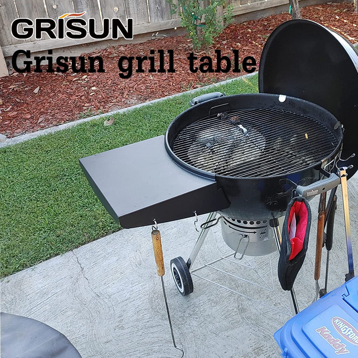 Black Powder Coated Steel Grill Table Shelf W22969