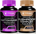 Nattokinase Supplement Capsules 5000 FU and 25 in 1 Mushroom Complex Capsules R5761