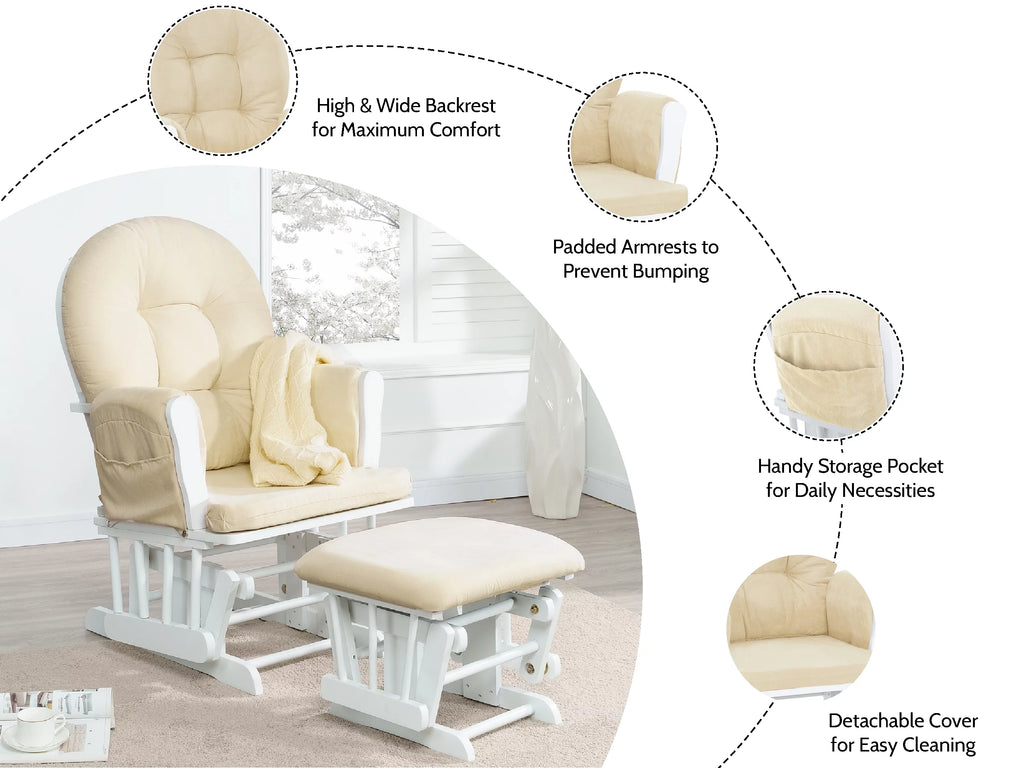White Glider and Ottoman Set F34956