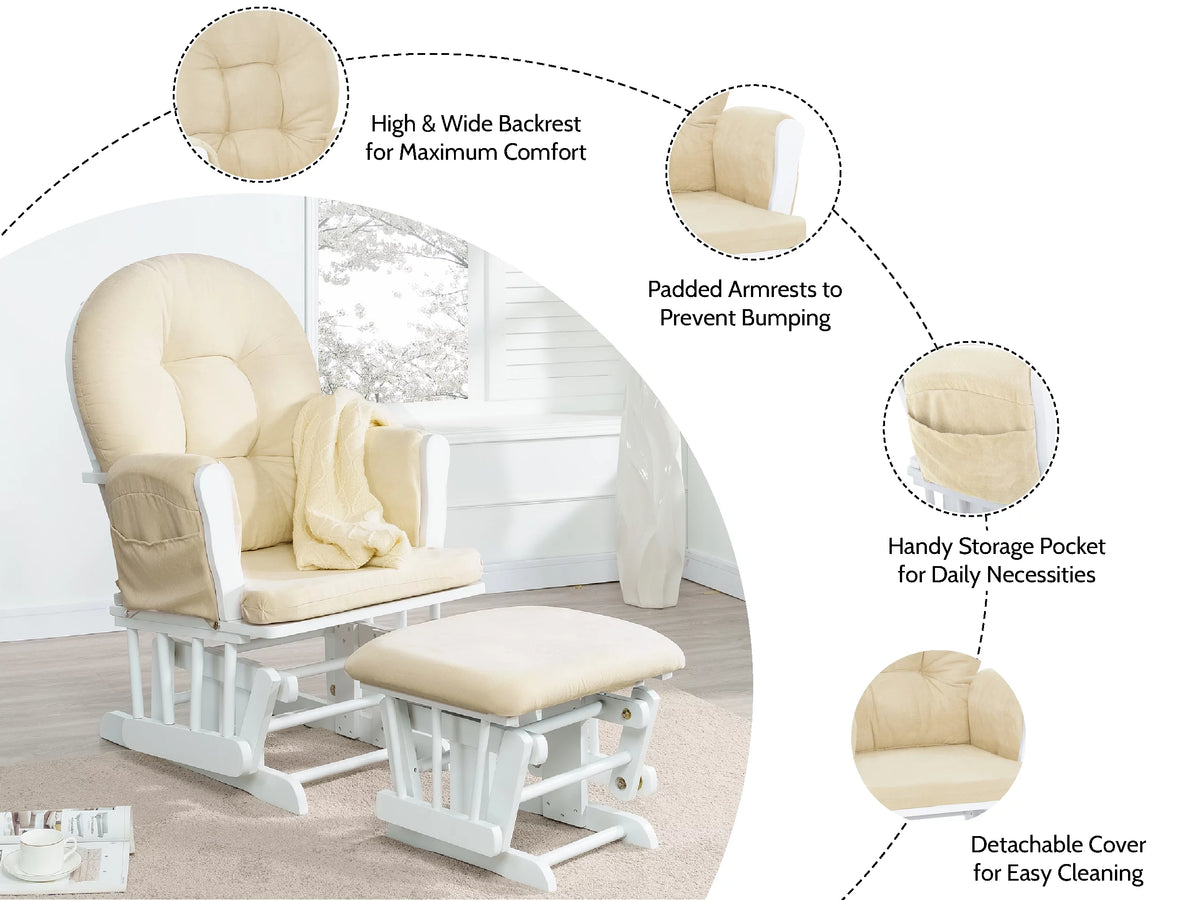 White Glider and Ottoman Set F34956