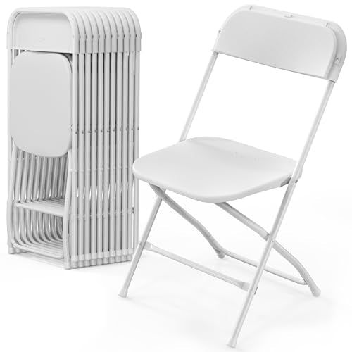 10 Pack White Plastic Folding Chair with Steel Frame J76981