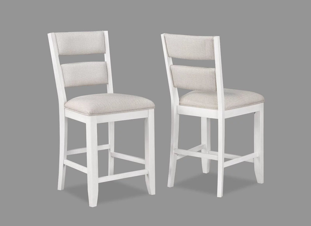 6pc Counter Height Bar Stools White Wooden Fabric R799460
