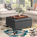 Gray Tufted Square Storage Ottoman F783