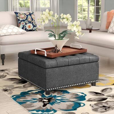 Gray Tufted Square Storage Ottoman F783
