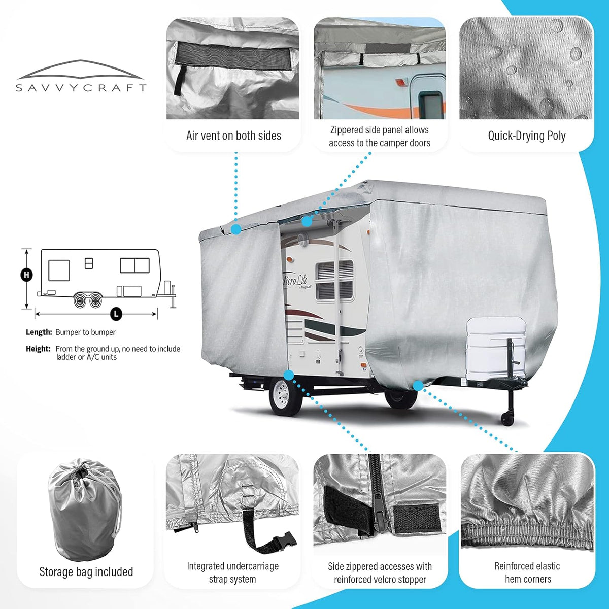 Travel Trailer RV Cover 10'-11'L Q780