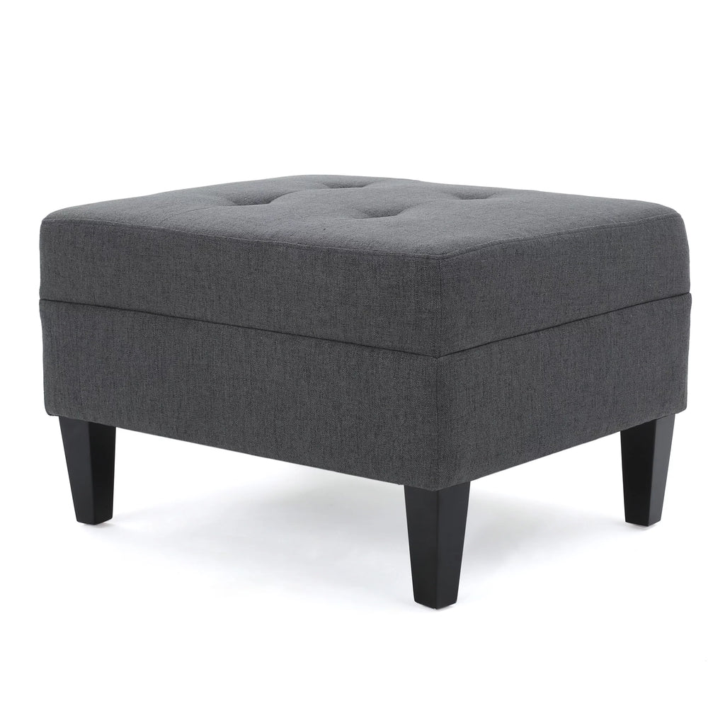 Dark Grey Tufted Fabric Ottoman Q791414