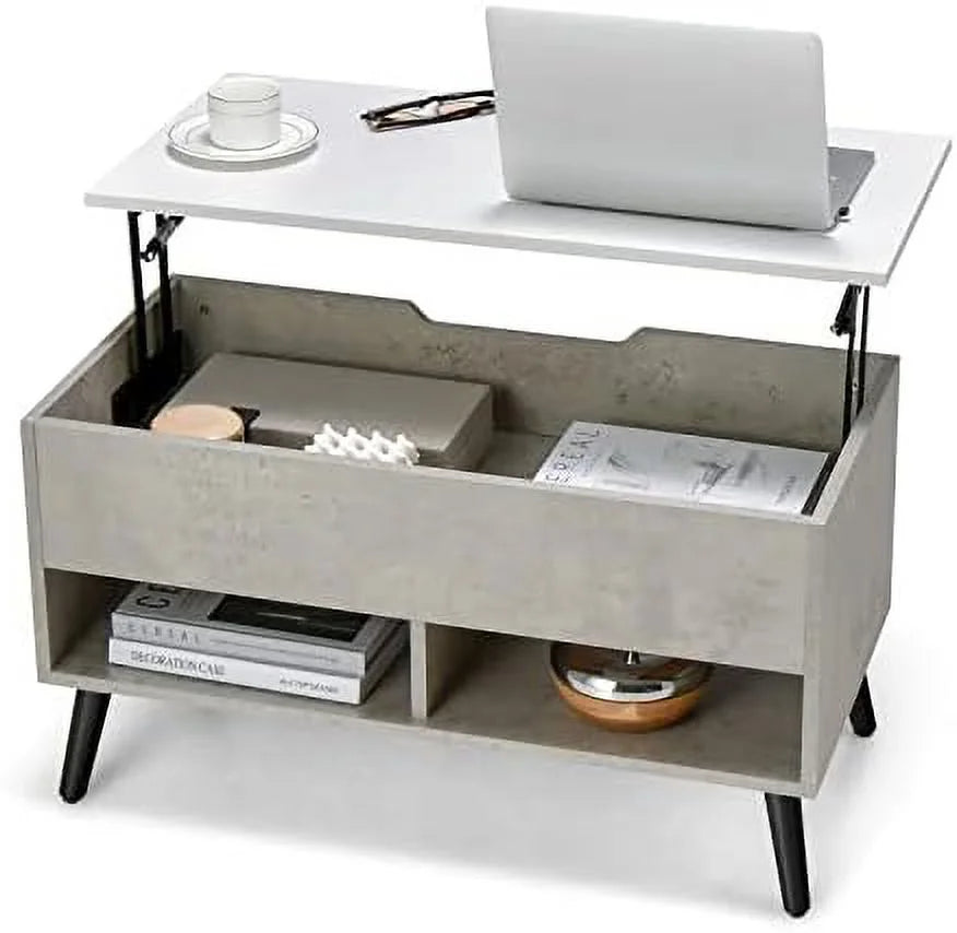 Lift Top Coffee Table with Hidden Compartment and 2 Open Shelves A694577