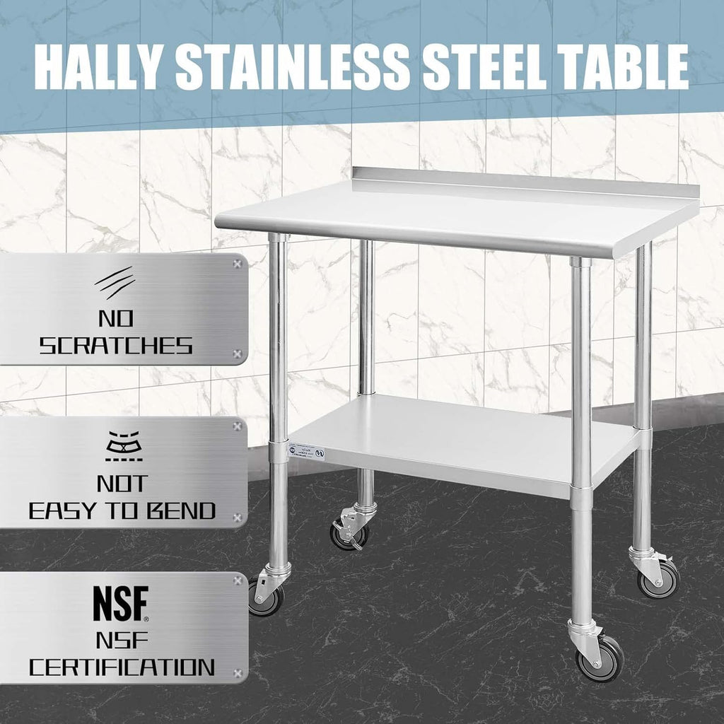 Stainless Steel Table 24 x 60 Inches with Caster Wheels C654