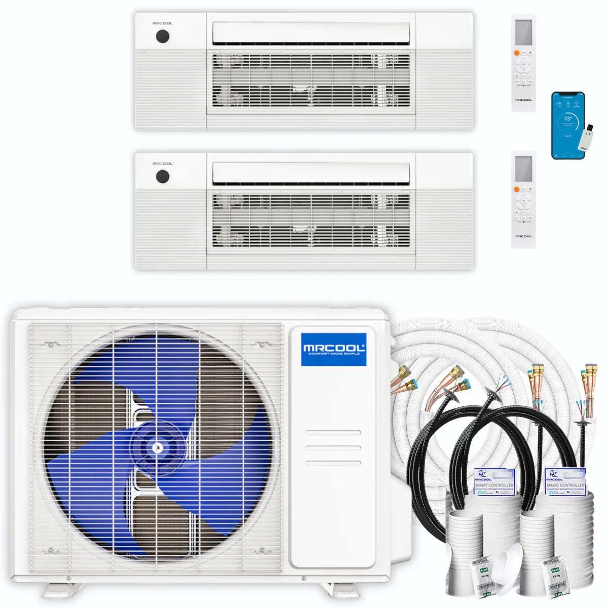 18,000 BTU 2 Zone Ceiling Cassette Ductless Air Conditioner and Heat Pump Z4897