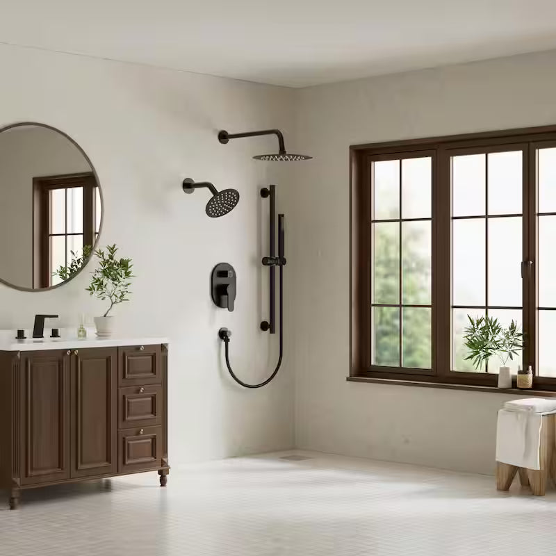 Wall Mounted Dual Shower Head and Handheld Shower Head 2.5 GPM Matte Black C89958
