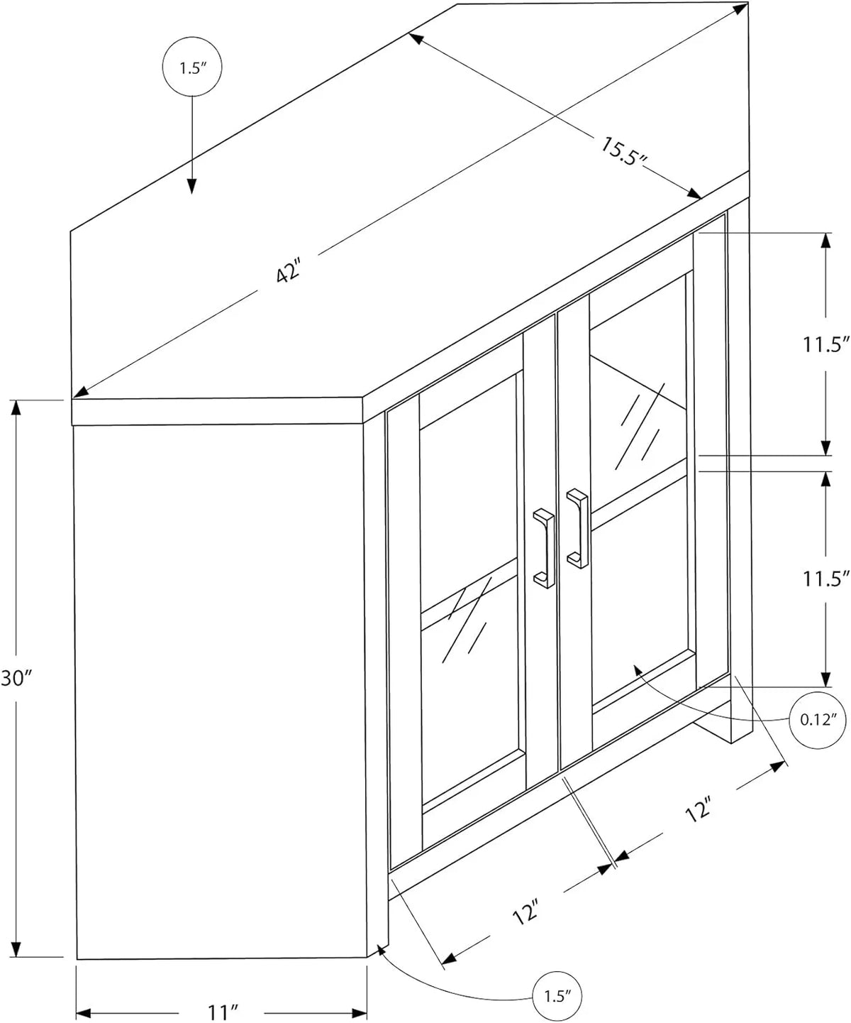 Corner TV Stand with Glass Doors, 42", Dark Taupe R4262