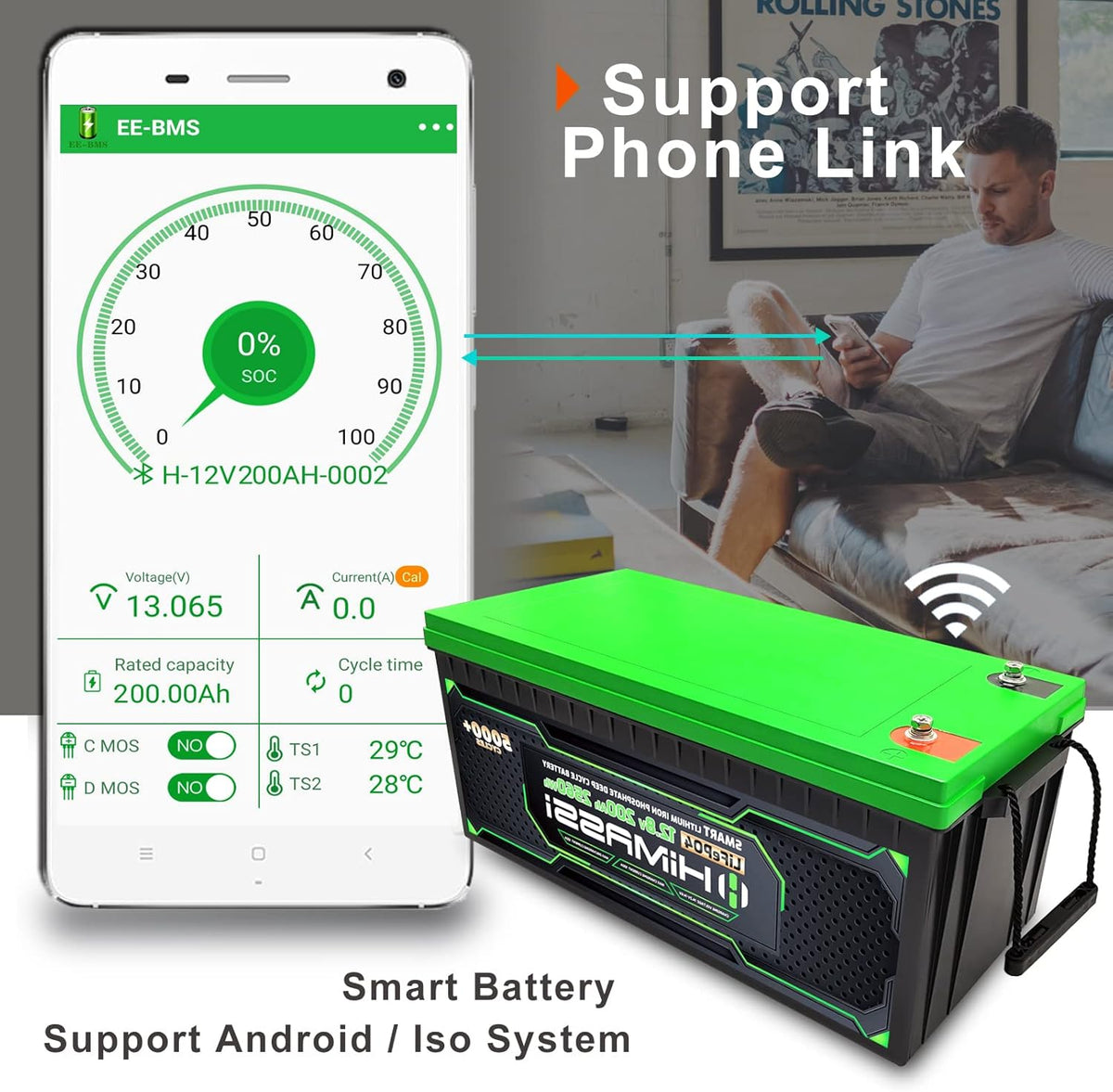 12V 100Ah LiFePO4 Battery 50A BMS Deep Cycle Battery Pack R6124