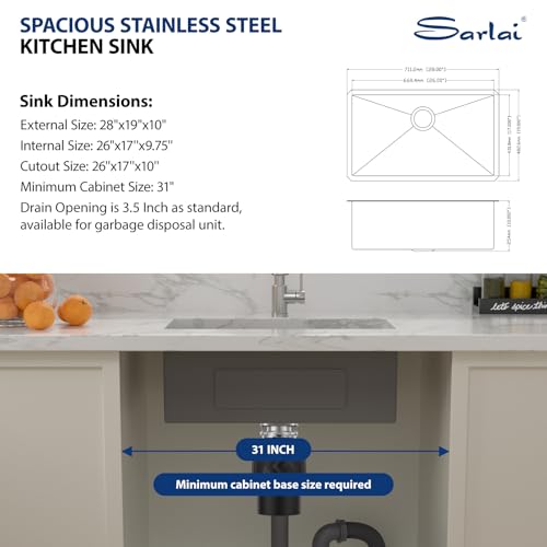 28 Inch Gold Undermount Stainless Steel Kitchen Sink H66605