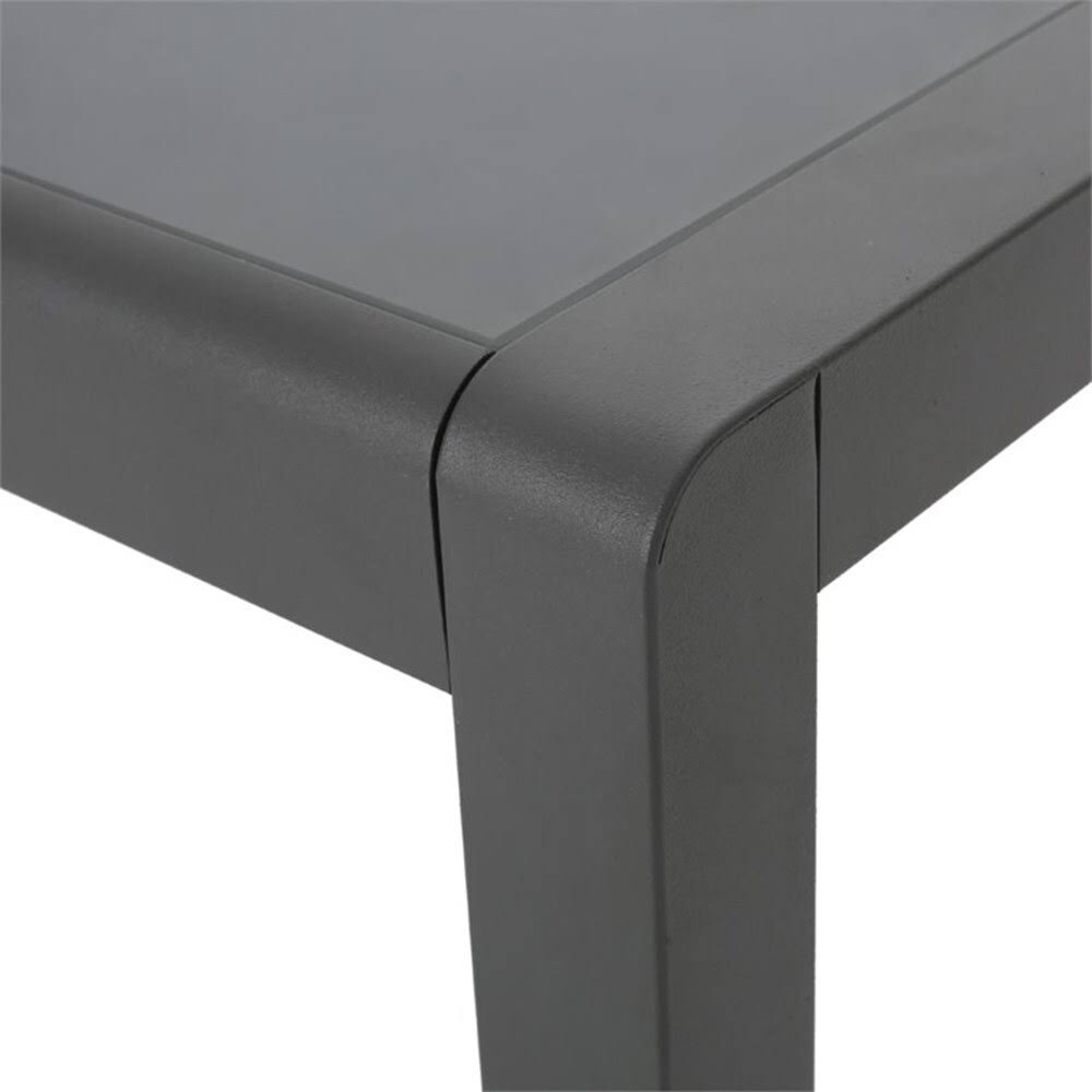Gray Tempered Glass Top Aluminum Dining Table E842868