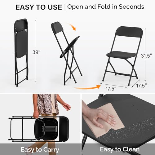 10 Pack White Plastic Folding Chair with Steel Frame J76981