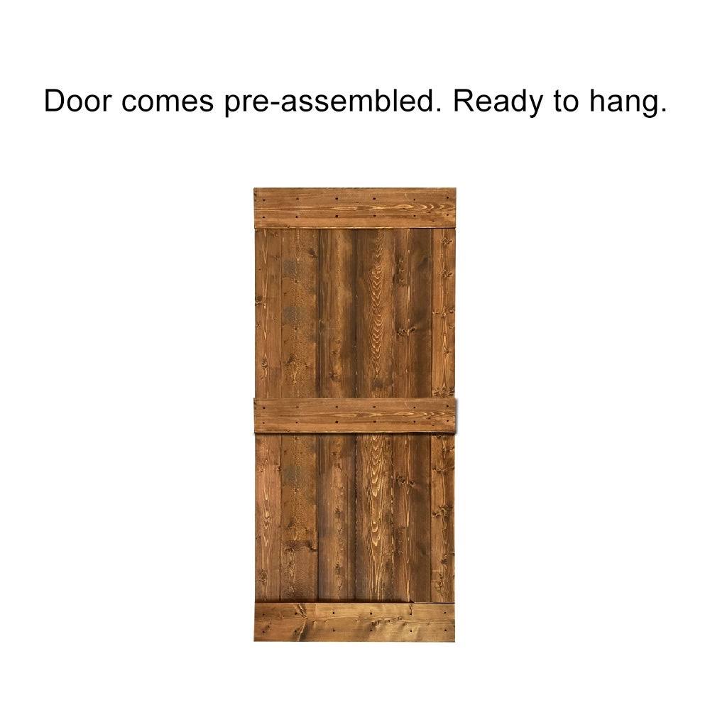 24 in. x 84 in. Stained Wood Interior Sliding Barn Door with Hardware Kit Q982